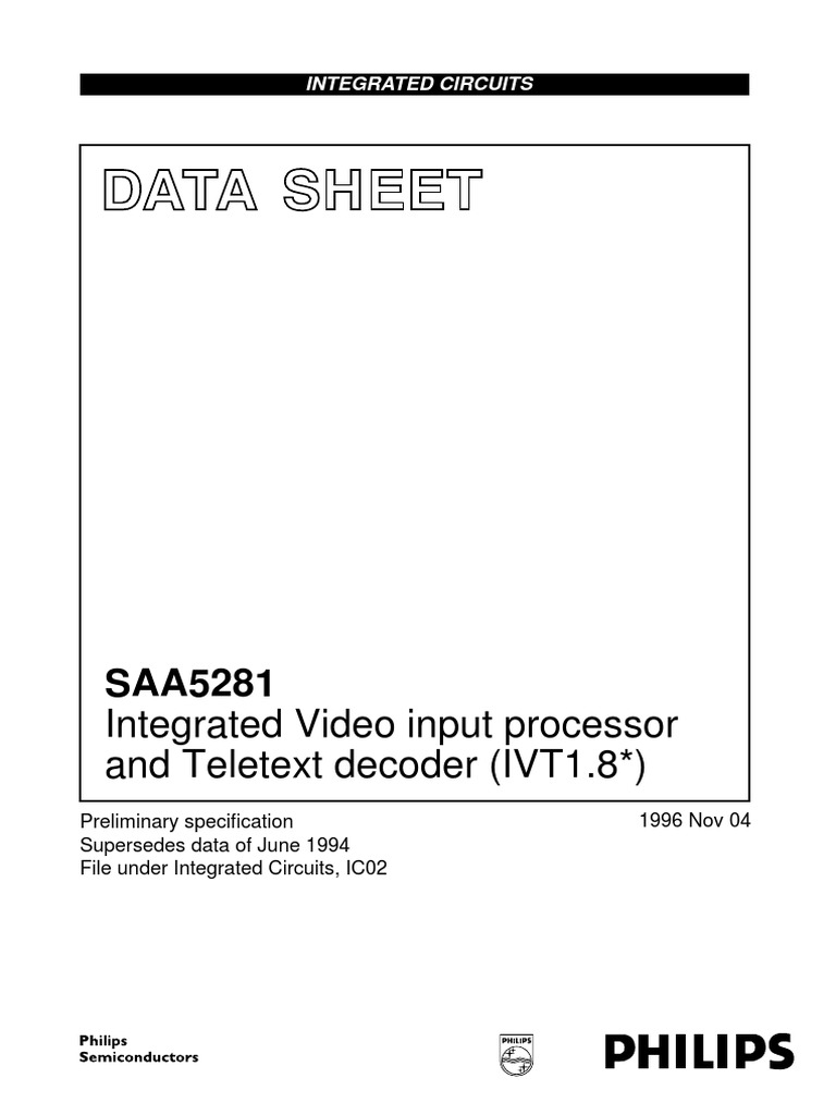 Data Sheet: Integrated Video Input Processor and Teletext Decoder (IVT1 ...
