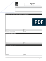 Grievance Form: Name: Employee No.: Department: Date