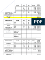 Item Description Color Size QTY WSP/PC Total Capital