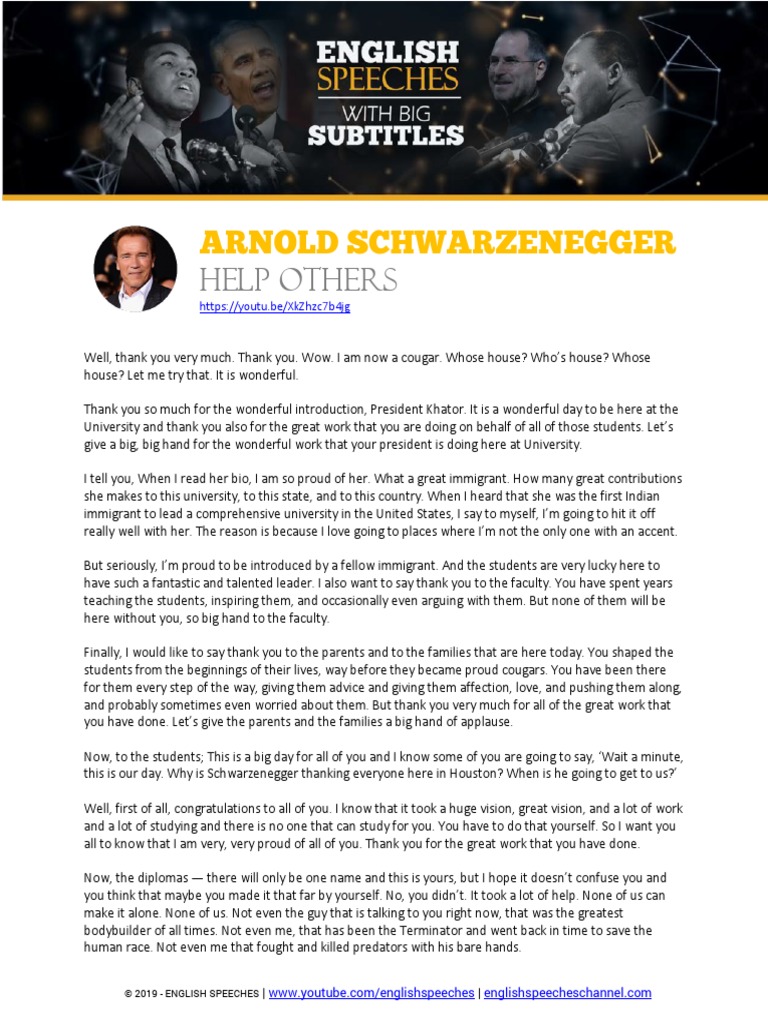 Transcript Arnold Schwarzenegger Pdf Arnold Schwarzenegger The Tonight Show