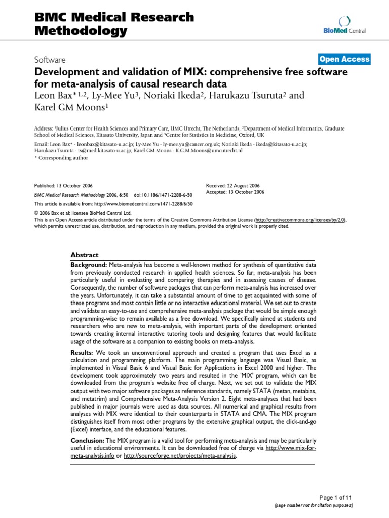 BMC Medical Research Methodology | PDF | Meta Analysis | Effect Size