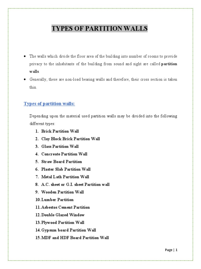 Types of Partition Walls Explained | PDF | Wall | Brick