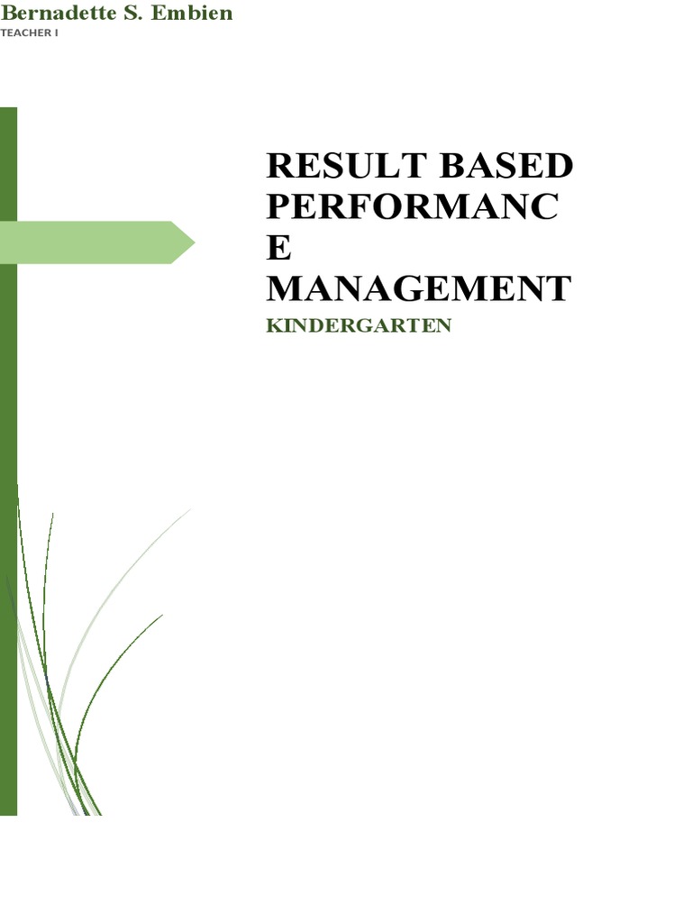 Result Based Performanc E Management: Kindergarten | PDF | Curriculum ...