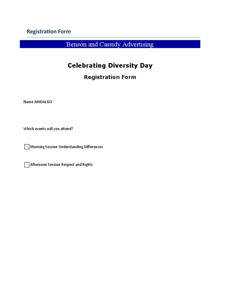 Diversity Day Registration Form | PDF