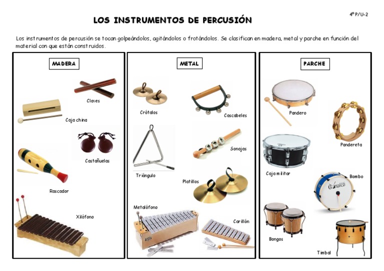 centavo cerrar Contando insectos T-2 - Los Instrumentos de Percusión (Madera - Metal - Parche) | PDF