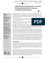 Innovation and Organisational Performance: A Critical Review of The Instruments Used To Measure Organisational Performance