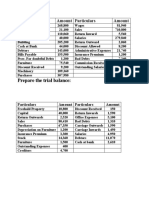 Prepare The Trial Balance:: Particulars Amount Particulars Amount