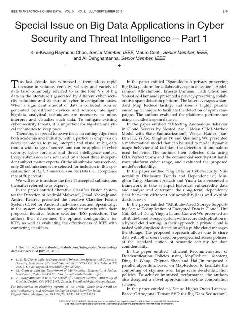 Special Issue On Big Data Applications in Cyber Security and Threat ...