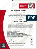 ISO/IEC 27001:2013: Iron Mountain Colombia S.A.S