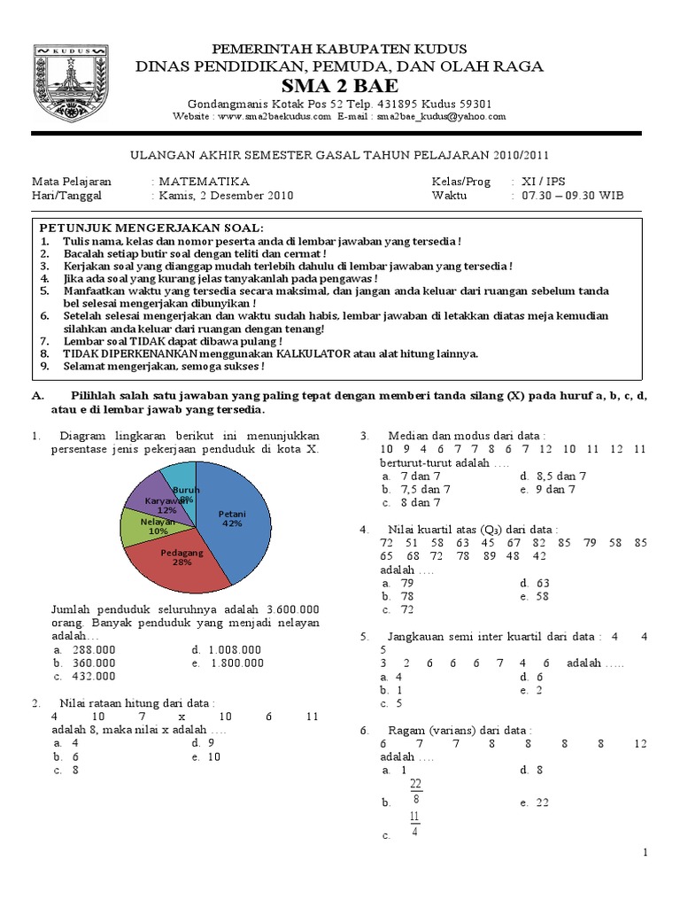 Soal Mtk Uas Gasal Xi Ips Soal Mtk Uas Gasal Xi Ips