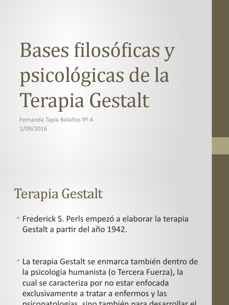 Fundamentos de la Terapia Gestalt | PDF | Terapia Gestalt | Psicoterapia