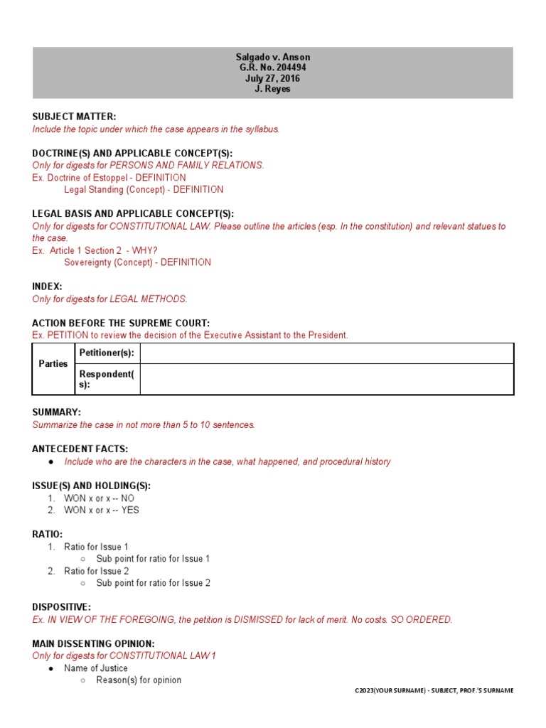 Digest Template | PDF