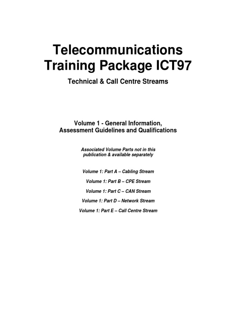 ICT97 1 Volume1 General Information Assessment Guidelines Qualification