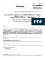 Speaker Recognition for Hindi Speech Signal using MFCC-GMM Approach