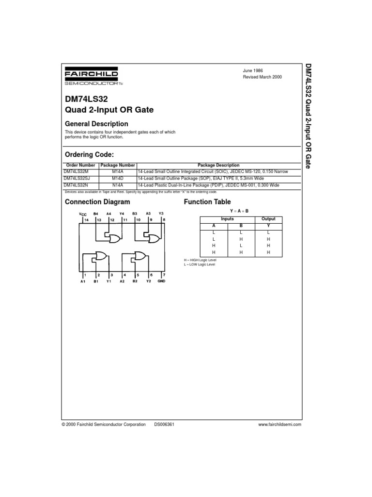 7432 Datasheet Electronic Design Electrical Engineering