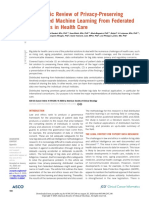 Systematic Review of Privacy-Preserving Distributed Machine Learning From Federated Databases in Health Care