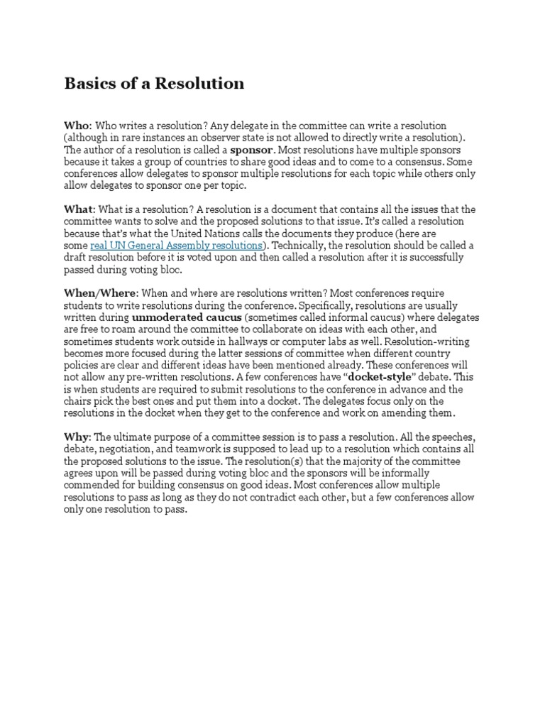 How to Write a Resolution Paper | PDF | United Nations | International ...