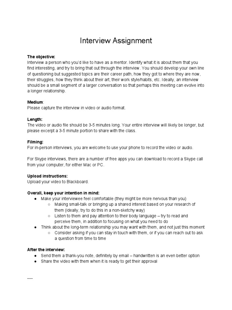 2 1 Interviewassignment Download Free Pdf Interview Communication