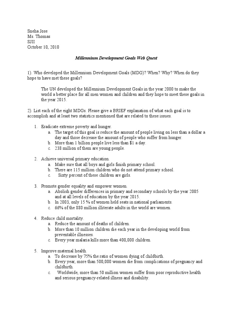 Overview of Millennium Development Goals | PDF | Millennium Development ...