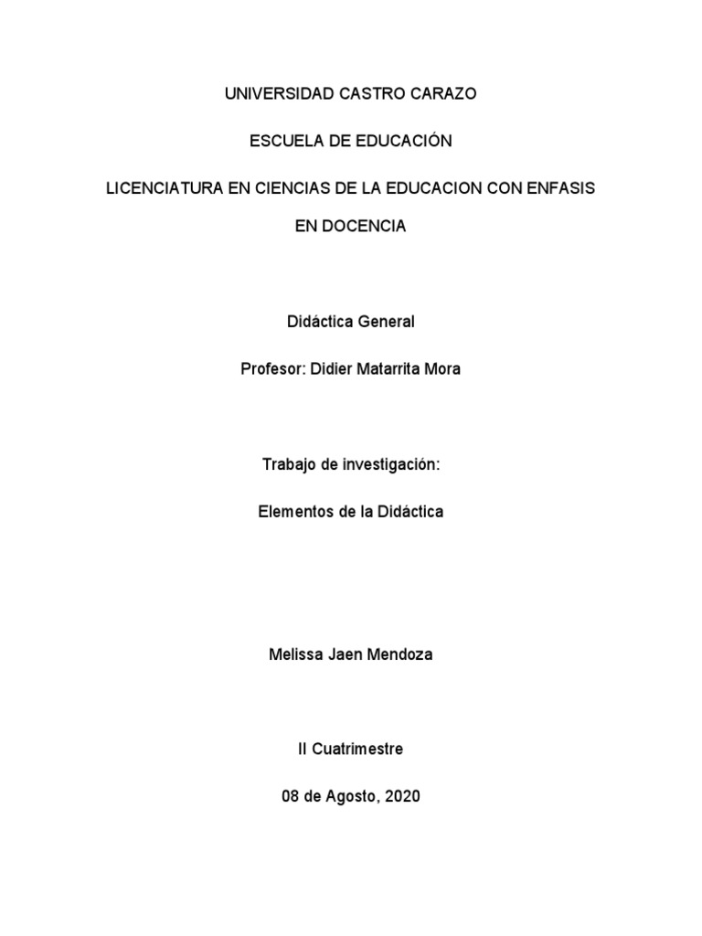 Elementos Clave de la Didáctica | PDF | Maestros | Aprendizaje