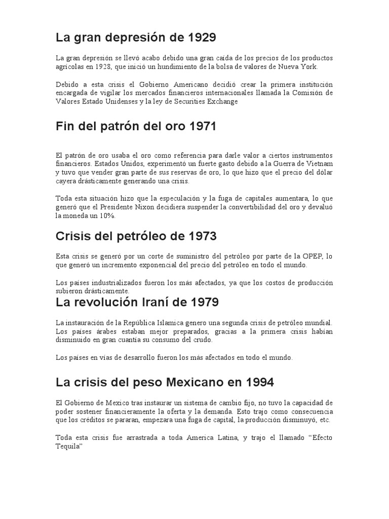 La Gran Depresión De 1929 Pdf Gran Depresion Economias