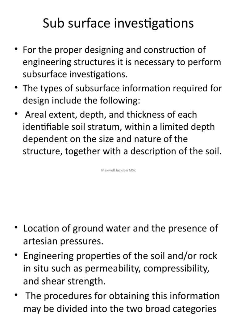 Sub Surface Investigations: Maxwell Jackson MSC | PDF | Earth Sciences ...