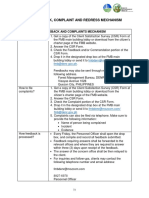 VI. Feedback, Complaint and Redress Mechanism