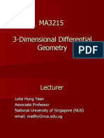 MA3215 3-Dimensional Differential Geometry