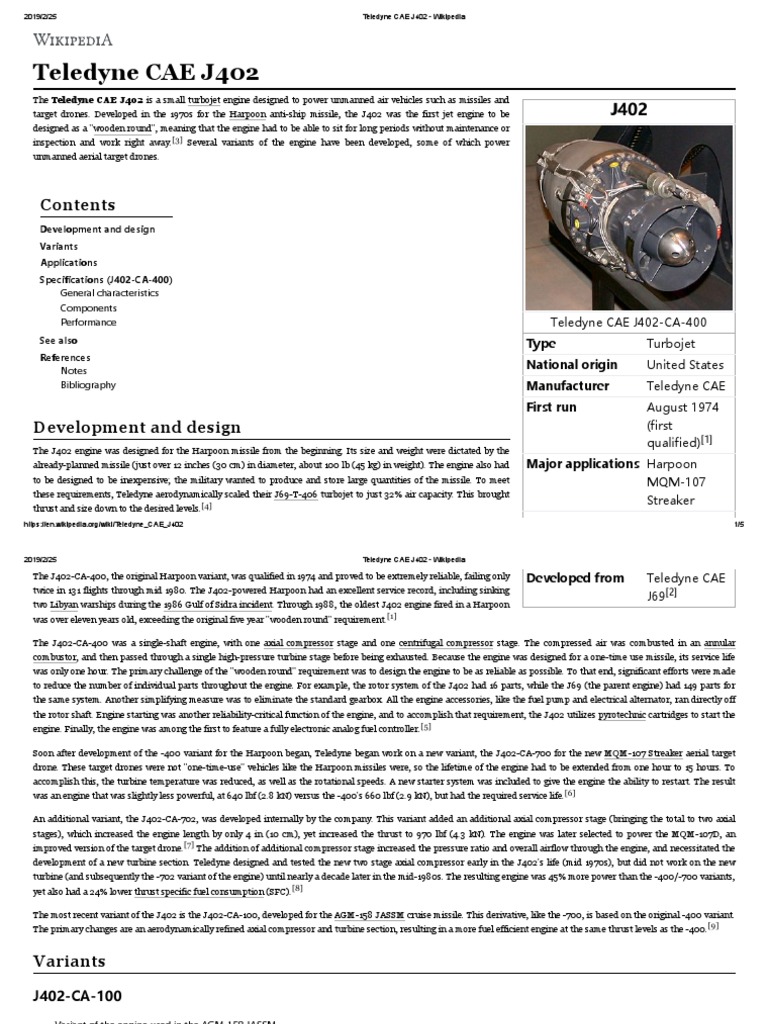 Teledyne CAE J402 - Wikipedia | PDF | Vehicles | Mechanical Engineering