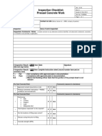 Inspection Checklist: Precast Concrete Work: (Name, Licence No. - RBW, Company & Position)