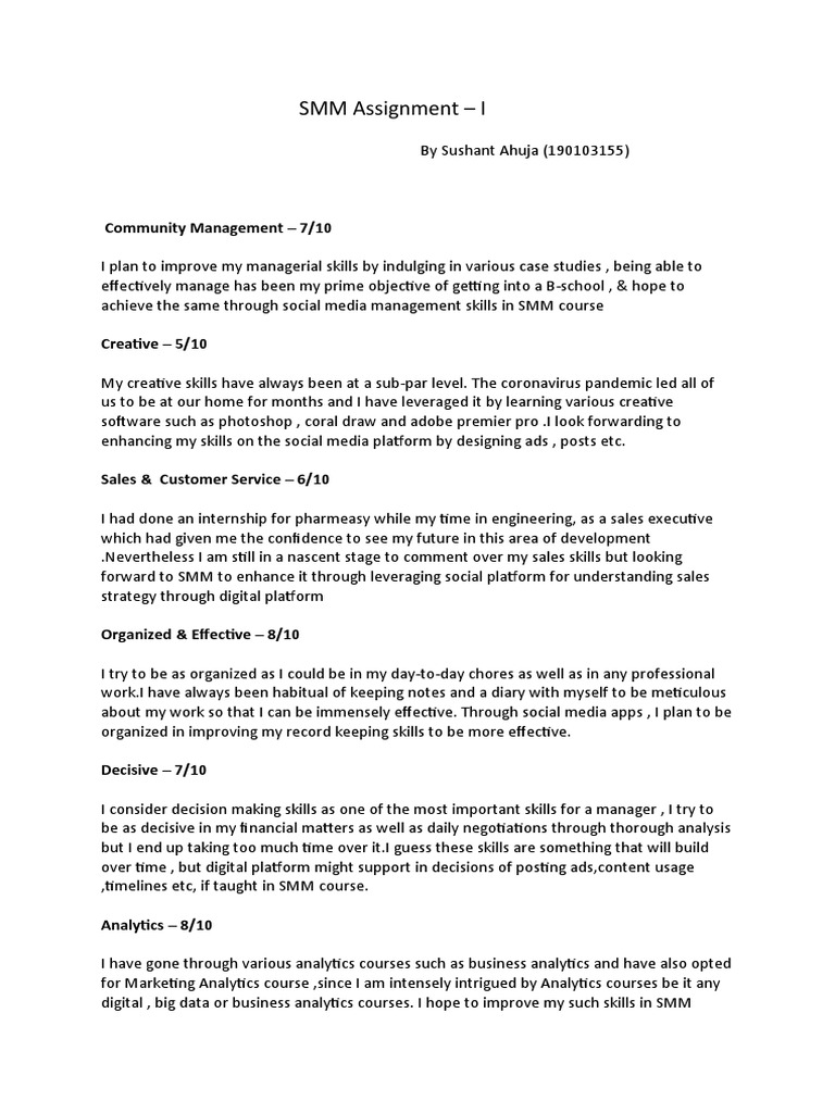 Aspiring B-School Student's SMM Goals | PDF | Analytics | Consumer ...