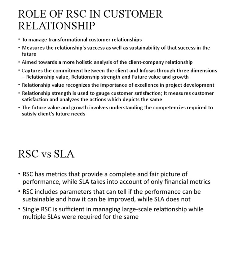 Role of RSC in Customer Relationship | PDF | Business | Finance & Money ...