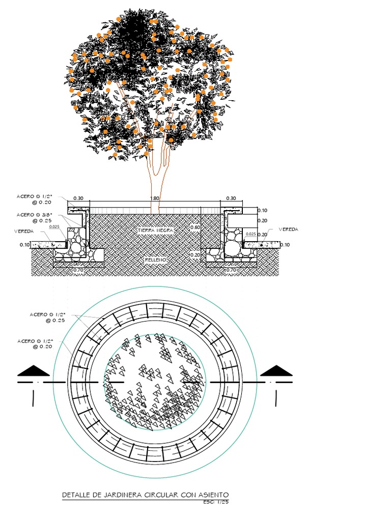 Detalle de Jardinera Circular con Asiento | PDF