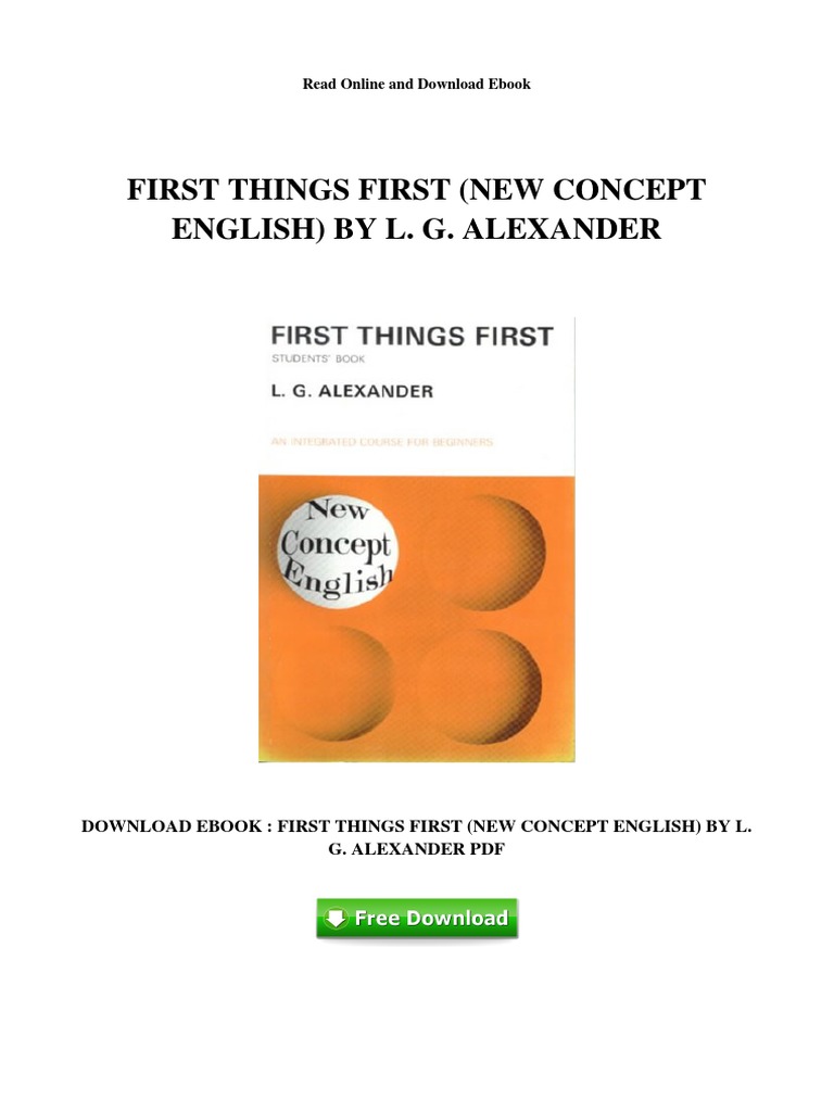 First Things First New Concept English by L G Alexander PDF | PDF | Books |  Communication