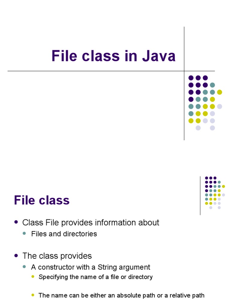 File Class in Java | PDF | Class (Computer Programming) | Method ...
