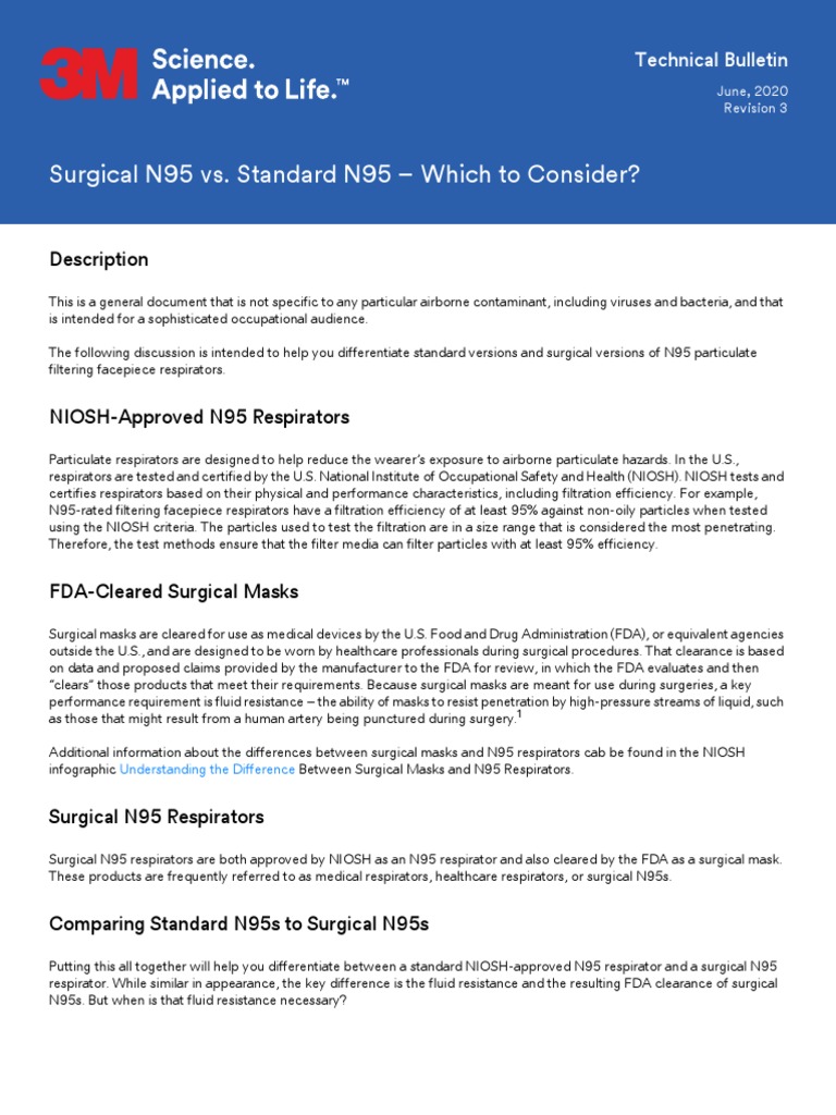 Surgical N95 vs. Standard N95 Which To Consider? Description PDF