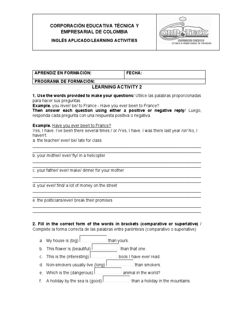 Learning Activity 2 Ciclo Vi | PDF | Language Arts & Discipline