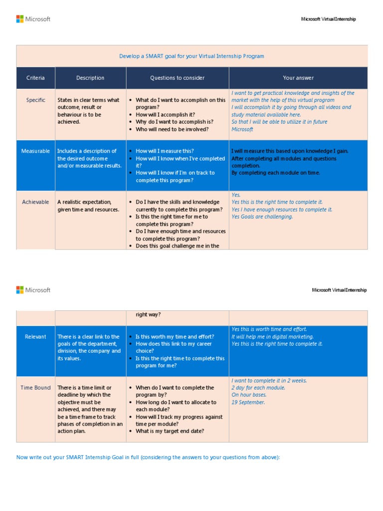 GTM MBA Program - Module 2 Task 2 - Template | PDF | Goal | Behavior ...