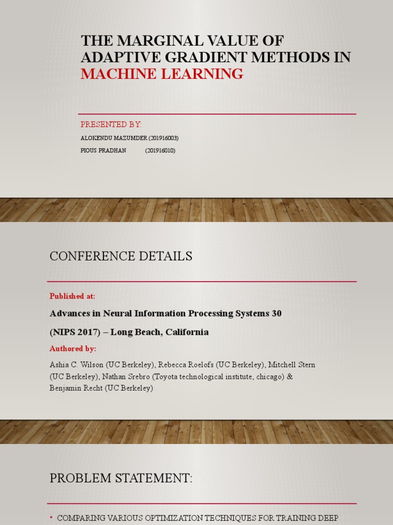 The Marginal Value of Adaptive Gradient Methods In: Machine Learning | PDF