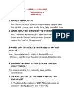 DEMOCRACY Work Sheet 2CLASS 7