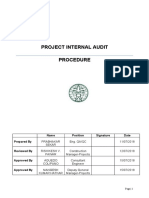 Project Internal Audit Procedure: Name Position Signature Date Prepared by