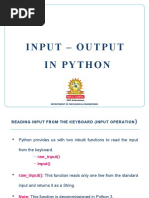 Input - Output in Python: Department of Mechanical Engineering