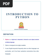 Introduction To Python: Department of Mechanical Engineering