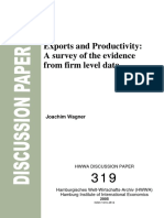 Exports and Productivity: A Survey of The Evidence From Firm Level Data