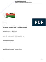 Madagascar Sefafi Langue Malgache Et Francophonie