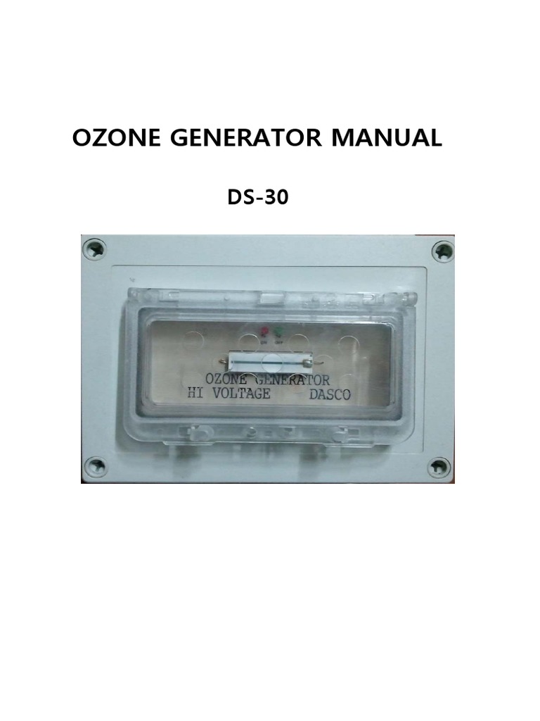 Ozone Generator Manual (DS-30), PDF