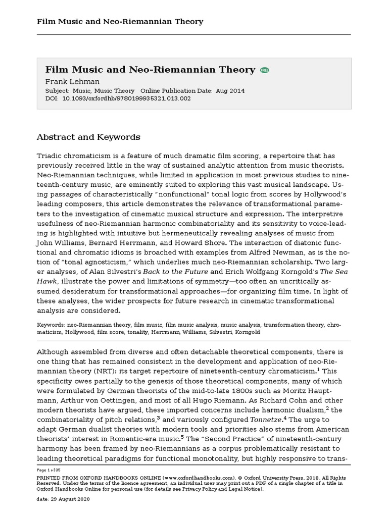LEHMAN, F. - Film Music and Neo-Riemannian Theory | PDF | Harmony ...