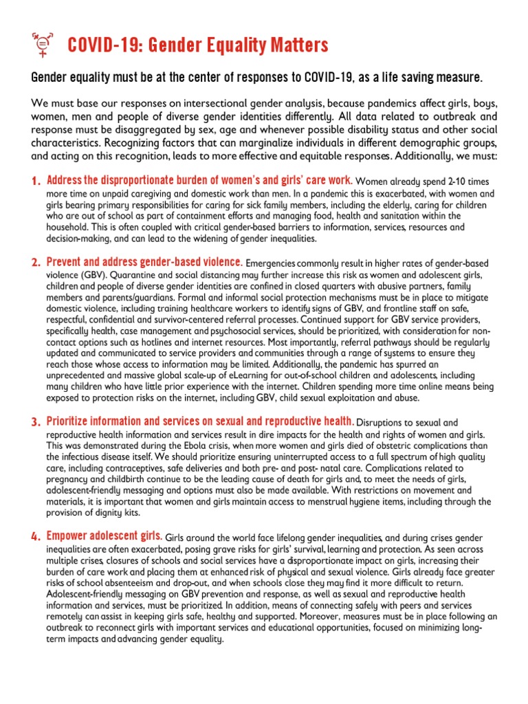 Gender Equality in COVID-19 Response | PDF