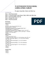 Creation of Web Site With Forms, Frames, Links, Tables: Aim: Algorithm