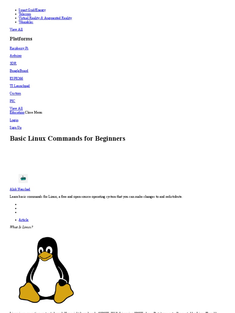 Basic Linux Commands For Beginners: Platforms | PDF | Linux | Linux ...